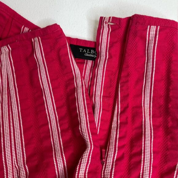 Talbots Hot Pink White Embroidered Pleated A Line Flare Side Zip Skirt Women 10 - Picture 9 of 12